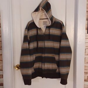 Fleece lined jacket men's size large hooded jacket no boundaries